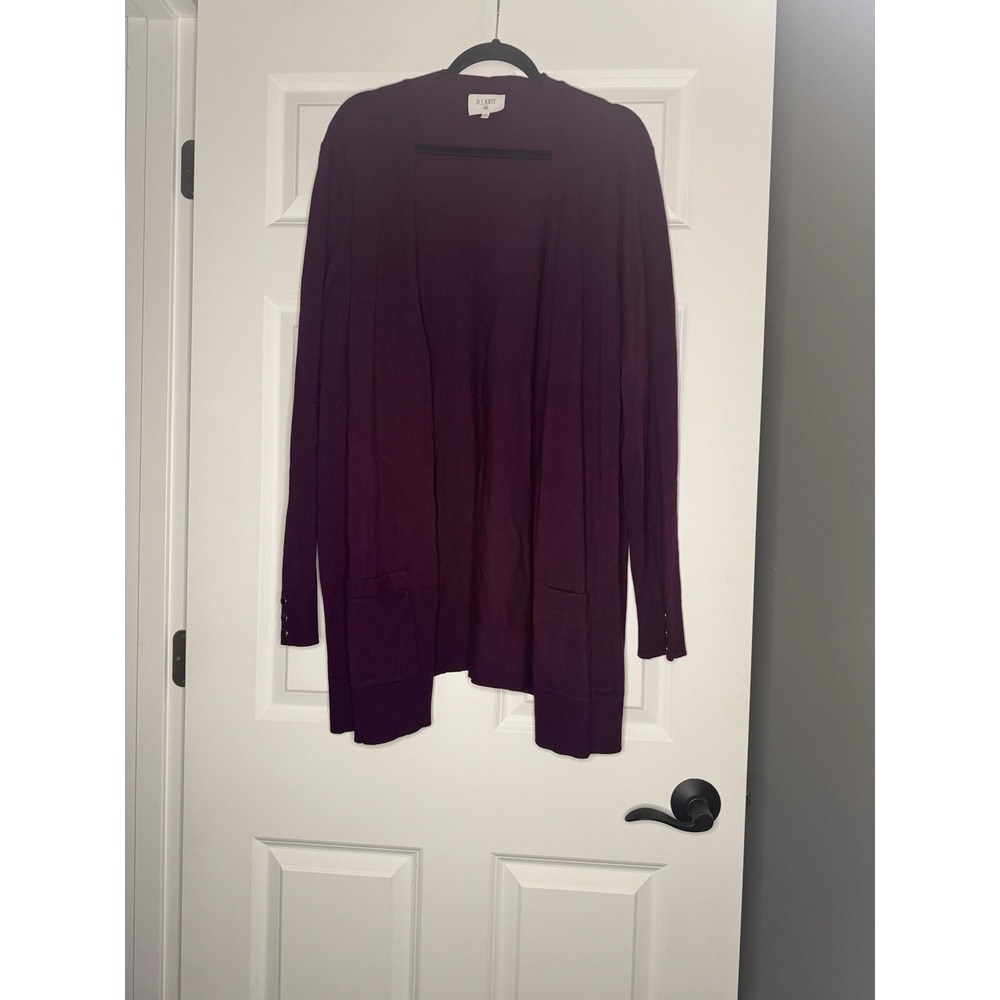 Ps Kate Plus Size Open Front Knit Cardigan Sweater Purple 2x
